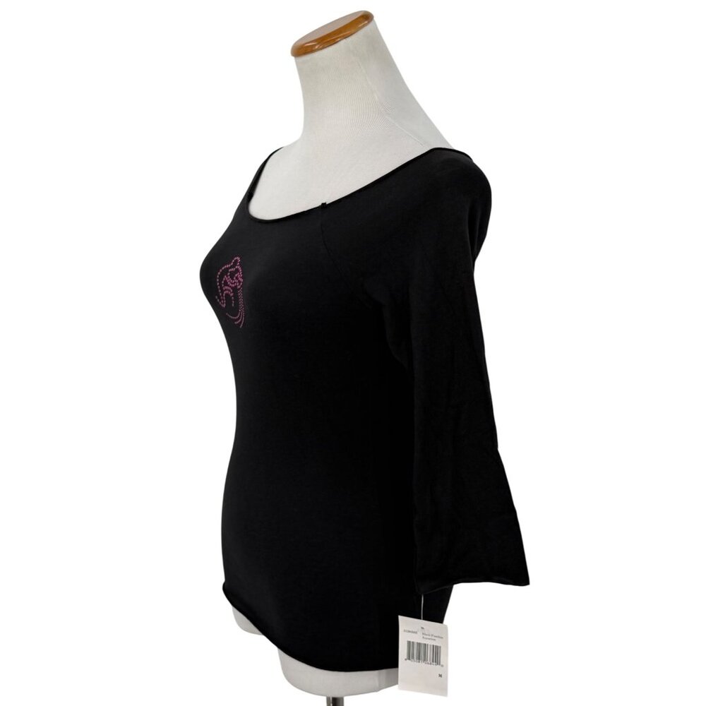 Vtg 90s NWT Smudge Black Studded Aquarius Tee | Dark Academia Grunge Y2K Indie M - Picture 11 of 13